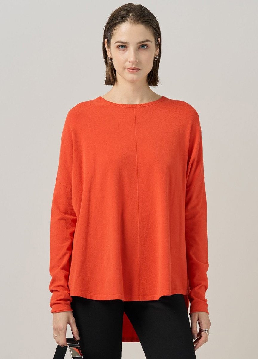 定番寬版圓領長袖針織上衣